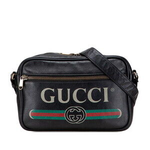 GUCCI Black Leather Shoulder Bag